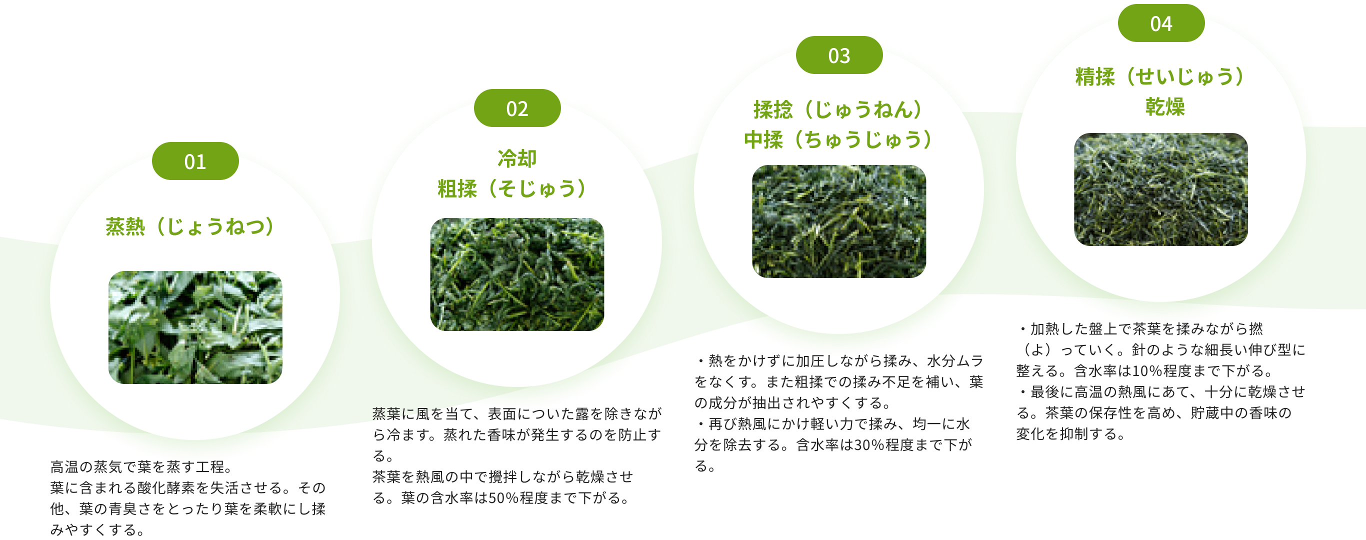 緑茶ができるまでのフロー図