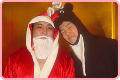 サンタさん長谷川圭太選手とトナカイさん藤原選手