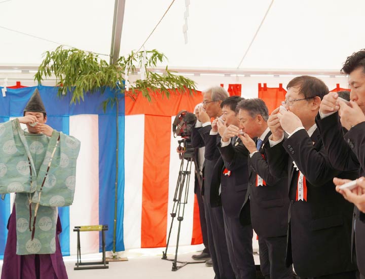 Construction launch ceremony at the Water Plaza, the stage for a water show
