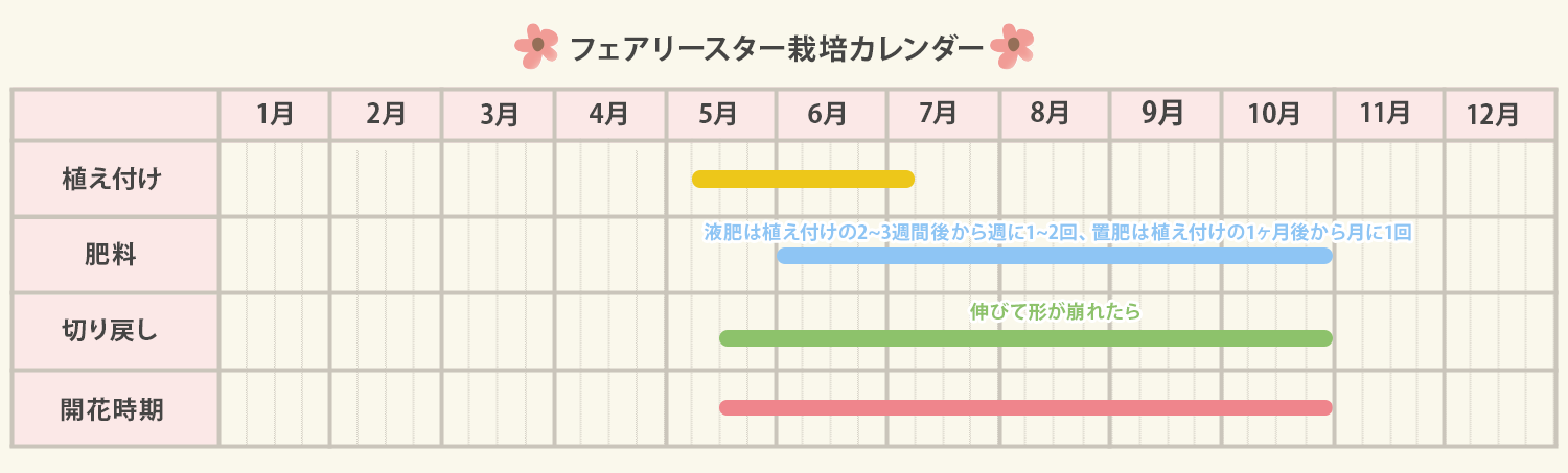 フェアリースター栽培カレンダー