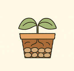 鉢底石の通気性を確保するイラスト