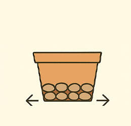 鉢底石の土の流出防止イラスト