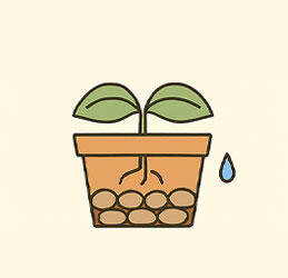 鉢底石の鉢の安定性を高めるイラスト