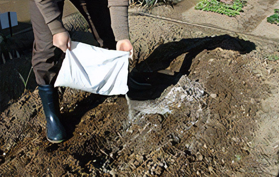 有機石灰の散布の様子