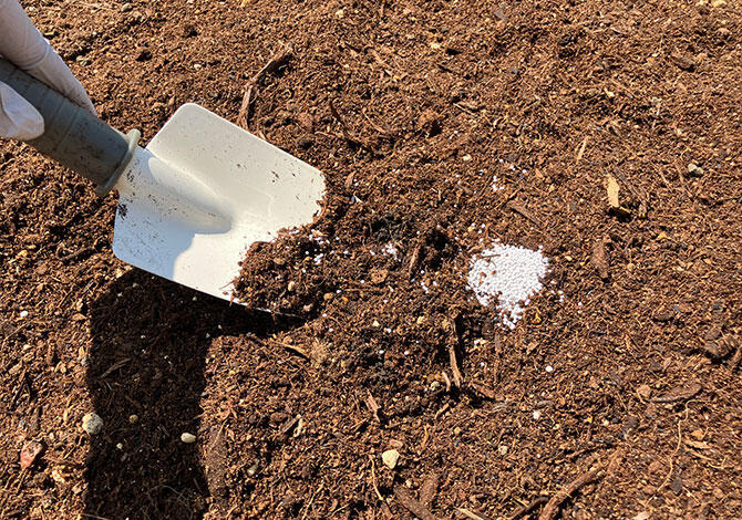 肥料を使用済みの土と混ぜる