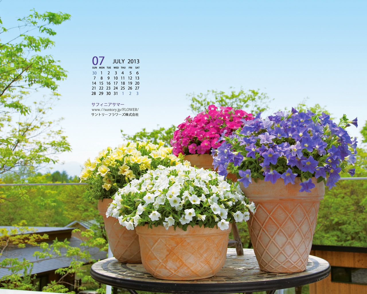 壁紙カレンダー7月 デジタルおまけ 花のある暮らし ガーデニング 園芸