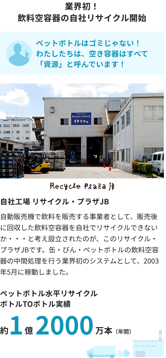 業界初！飲料空容器の自社リサイクル開始