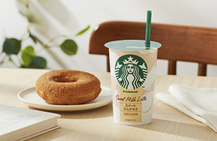 スターバックス スイートミルクラテ,シナモンドーナツ