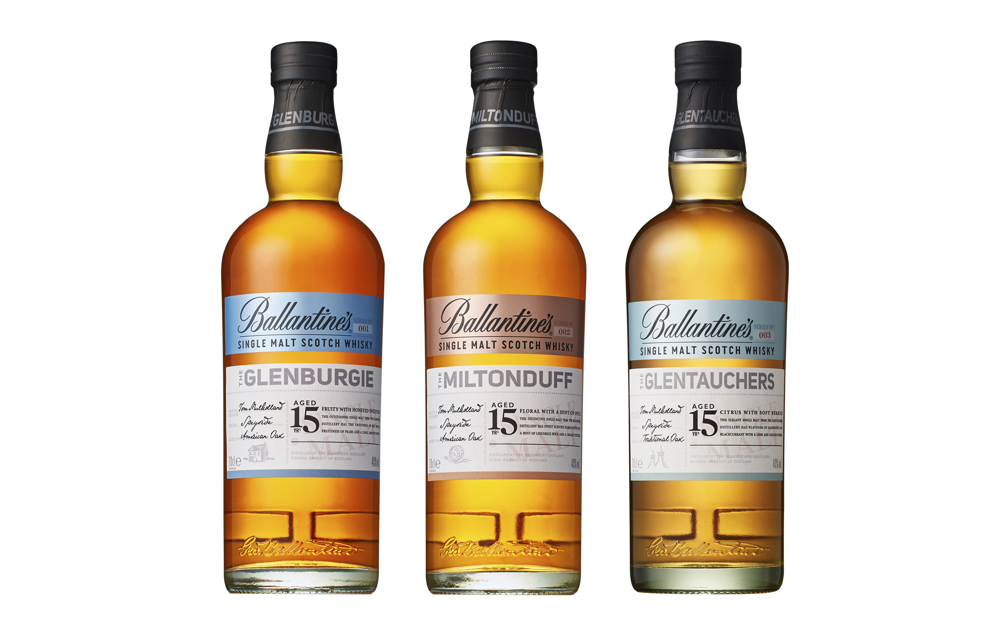 バランタイン シングルモルト グレンバーギー15年」「同 ミルトンダフ