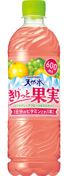 サントリー天然水 きりっと果実 ピンクグレープフルーツ&マスカット 600mlペット