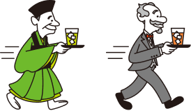 お茶のこさいさいを運ぶキャラクター