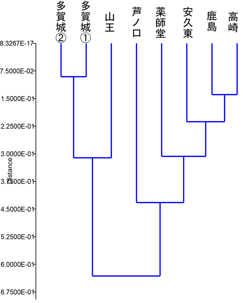 図2 遺跡ごとのクラスター(多賀城)