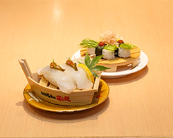 回転寿司 すし丸 井原店 うどん 寿司 てんぷら 神泡超達人店 サントリーグルメガイド