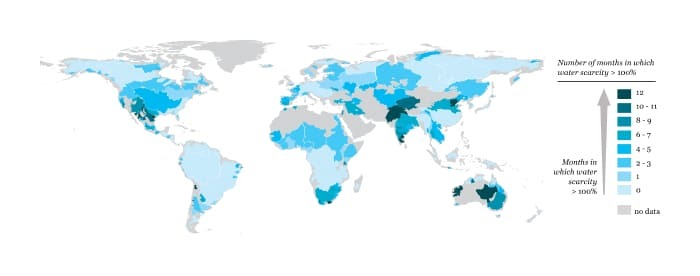 日本にいると想像しがたいが、27億もの人々が水不足にさらされている（WWF, 2012）