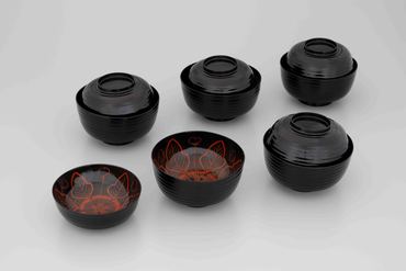 【爆買い，お得】 奈良県　吉野絵椀　２客　吉野 漆器　吉野塗　木製漆塗　芙蓉の花　菓子椀　雑煮椀　産地廃絶　口径約13cm 昭和レトロ