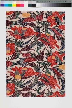 木綿白地牡丹模様紅型裂 コレクションデータベース サントリー美術館