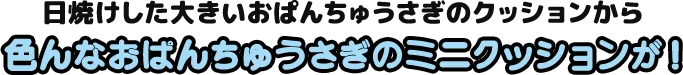 日焼けした大きいおぱんちゅうさぎのクッションから色んなおぱんちゅうさぎのミニクッションが！