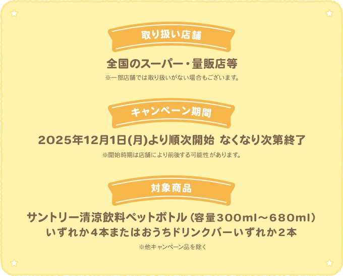 取り扱い店舗・キャンペーン期間・対象商品