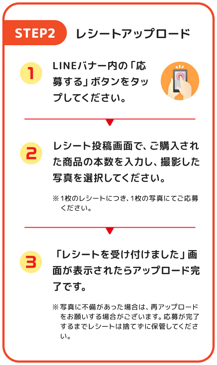 STEP2 レシートをアップロード
