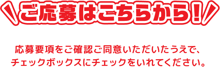 応募はこちらから！／応募要項をご確認・ご同意いただいたうえで、チェックボックスにチェックをいれてください。