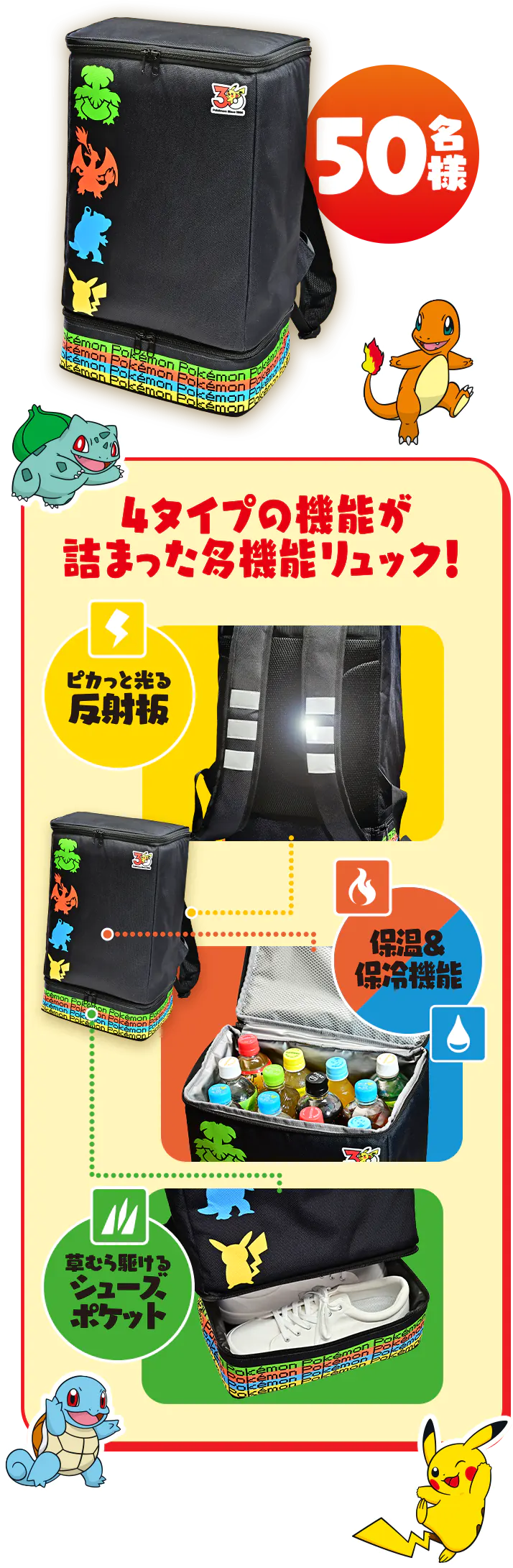 4タイプの機能が詰まった多機能リュック