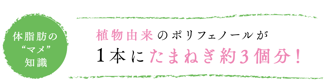 体脂肪のマメ知識 植物由来のポリフェノールが1本にたまねぎ約3個分！