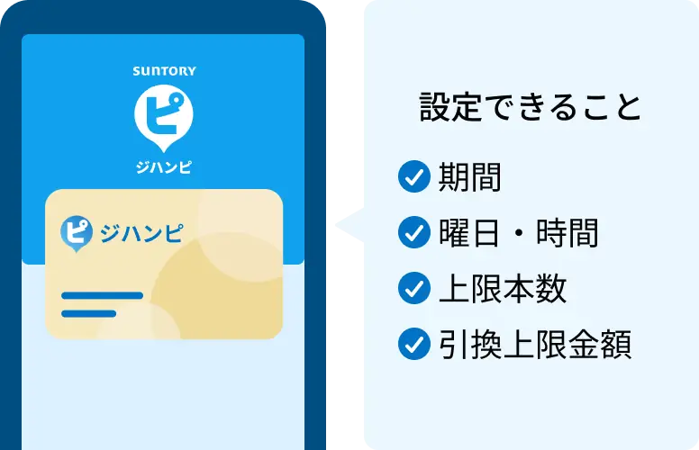 ジハンピチケットの利用期間・曜日や時間・本数・引き換え上限額は設定可能