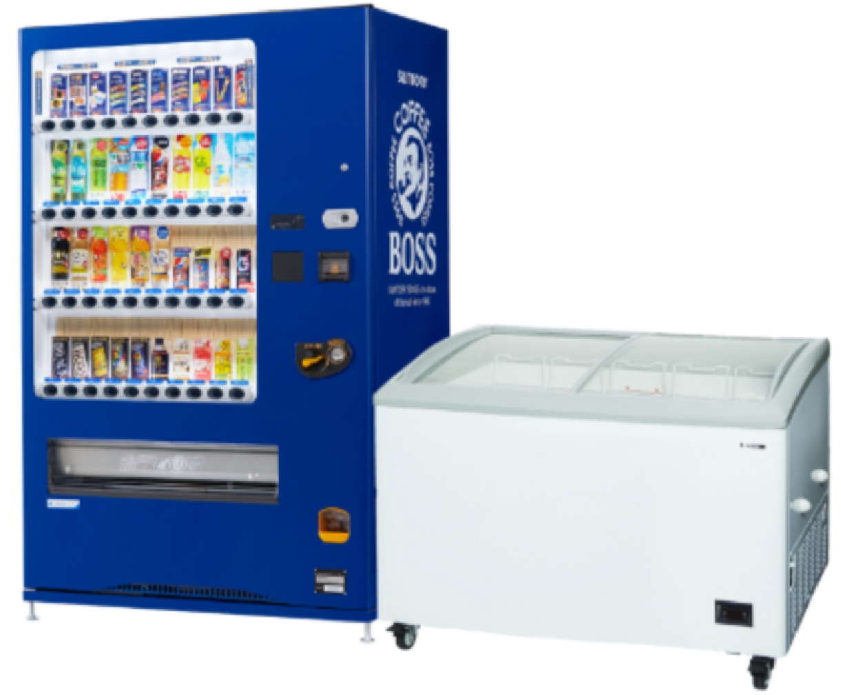 横に並んだ自販機と冷凍ショーケース