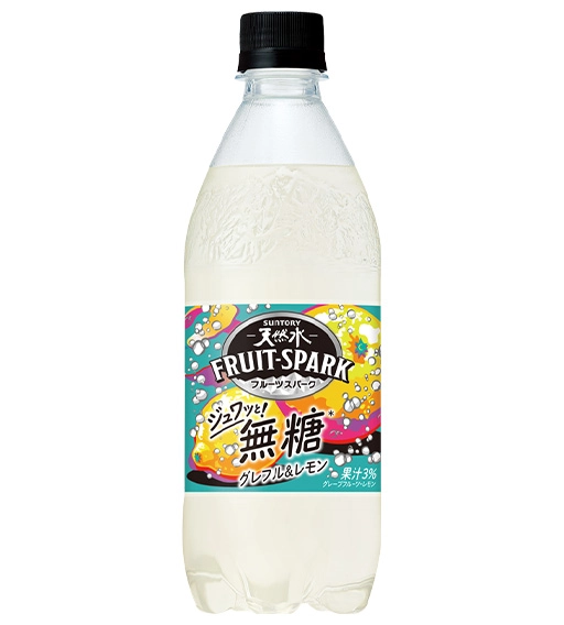 商品写真：サントリー天然水 FRUIT–SPARK グレフル＆レモン 500ミリリットル