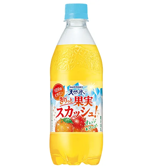 商品写真：サントリー天然水 きりっと果実 スカッシュ！オレンジ＆マンゴー