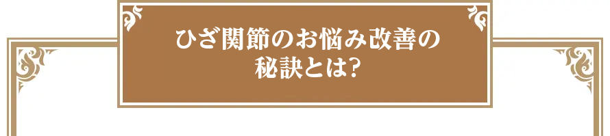 ひざ関節のお悩み改善の秘訣とは？