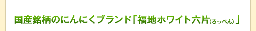 国産銘柄のにんにくブランド「福地ホワイト六片（ろっぺん）」