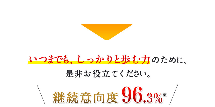いつまでも、しっかりと歩む力のために、是非お役立てください。　継続意向度96.3％※