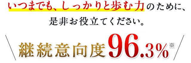 いつまでもしっかりと歩む力のために、是非お役立てください。　継続意向度96.3％※