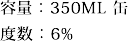 容量：350ML 缶　度数：6%