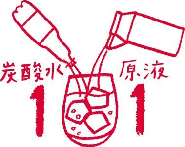 炭酸水と原液を1:1で