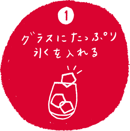 【1】グラスにたっぷり氷を入れる