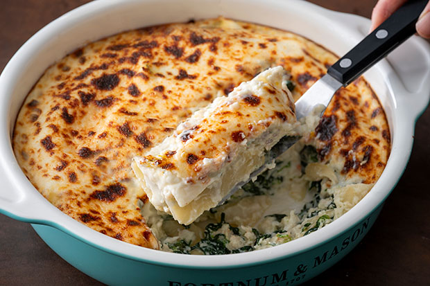 蟹とほうれん草のカネロニ