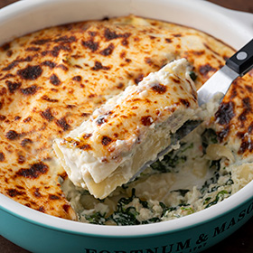 蟹とほうれん草のカネロニ