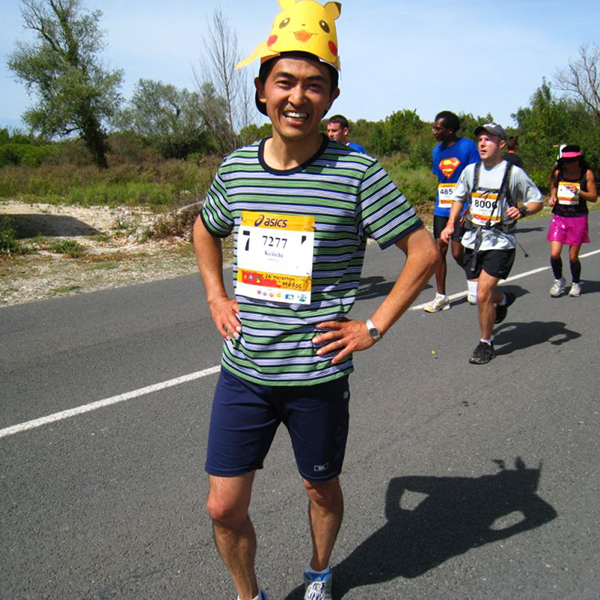 暑さでヘロへロの41km地点の筆者