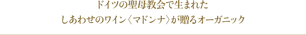 ドイツの聖母教会で生まれたしあわせのワイン〈マドンナ〉が贈るオーガニック