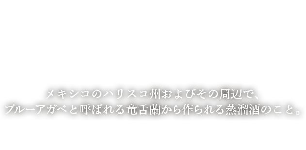 What’s Tequila? テキーラとは？メキシコのハリスコ州およびその周辺で、アガベと呼ばれる竜舌蘭から作られる蒸溜酒のこと。